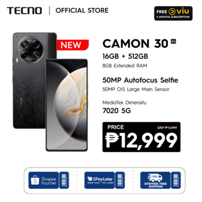 [NEW] TECNO CAMON 30 5G 16GB(8+8)+512GB | MTK DIMENSITY 7020 | CAMERA 100MP MODE | 70W ULTRA CHARGE