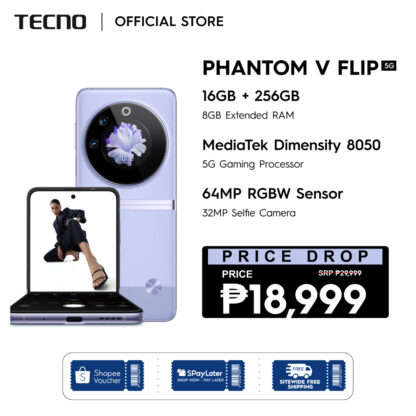 [NEW] Tecno Phantom V Flip 5G (16+256) Extended | MTK D8050 | 45W Fast Charge | Single Sim Only