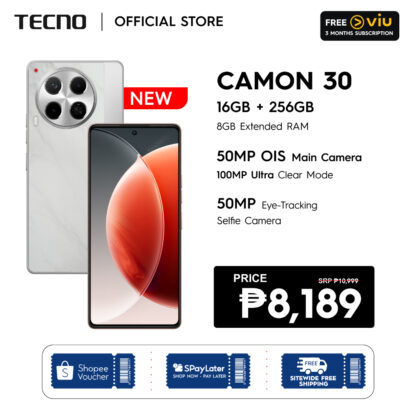 [NEW] TECNO CAMON 30 8GB (16GB + 256GB) | Mediatek G99 | 100MP Ultra Clear | 70W Ultra Charge