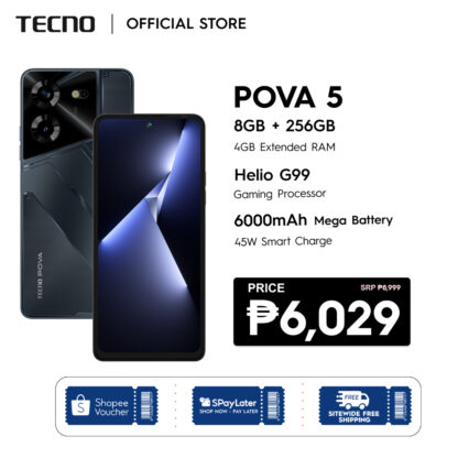 Tecno Pova 5 (8GB RAM + 256GB ROM) - Helio G99 - 6000mAh 45W Mega Battery (12+1 Warranty)