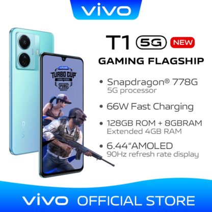 vivo T1 Gaming Phone Snapdragon778 5G Processor 128 Gb ROM 8Gb RAM Android11 Smartphone 50MP Camera