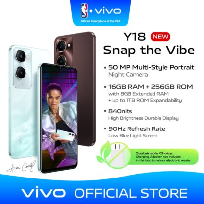 (New) vivo Y18 | 16GB RAM+256GB ROM | 50 MP Multi-Style Portrait | 5000mAh | 90Hz | IP54